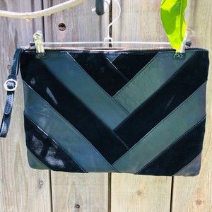 Zara Black Leather Zippered Pouch